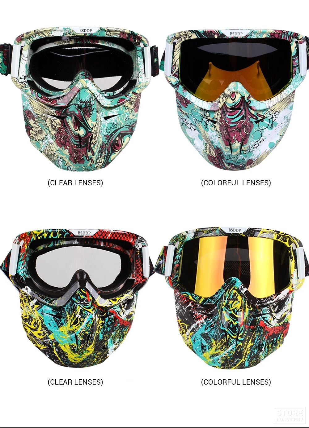 Мотоцикл очки байкер очки для шлема съемный модульный маска рот фильтр очки для мотокросса винтажные мотоциклетные очки