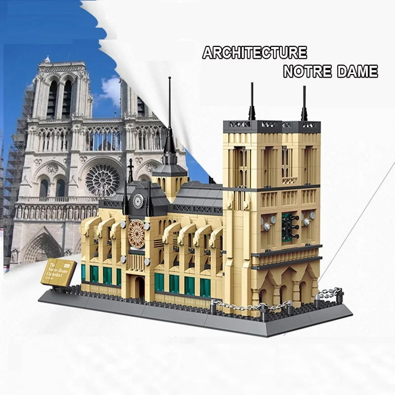 

5210 Wange Architecture Cathedrale Notre Dame De Paris Model Building Blocks Enlighten Figure Toys For Children Compatible Legoe