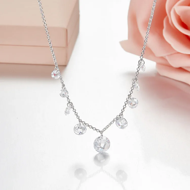 

ZOZIRI Brand Design 925 Sterling Silver Zircons Crystal Charm Pendant Necklace Gold Rose gold Women fashion Necklace Jewelry