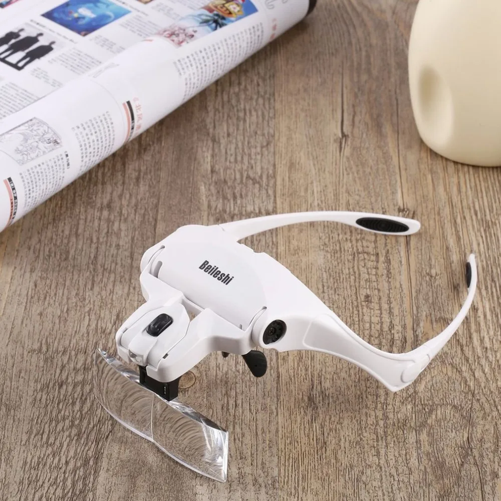 

5 Pcs Multiple lens Magnifying Glasses 2LED Head Lamps9892B1 Magnifier Interchangeable 5 Pcs Lenses Headband