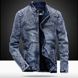 HOO 2019 осень новая мужская Ретро джинсовая куртка Молодежная повседневная куртка тренд сплошной цвет со стоячим воротником джинсовый куртка