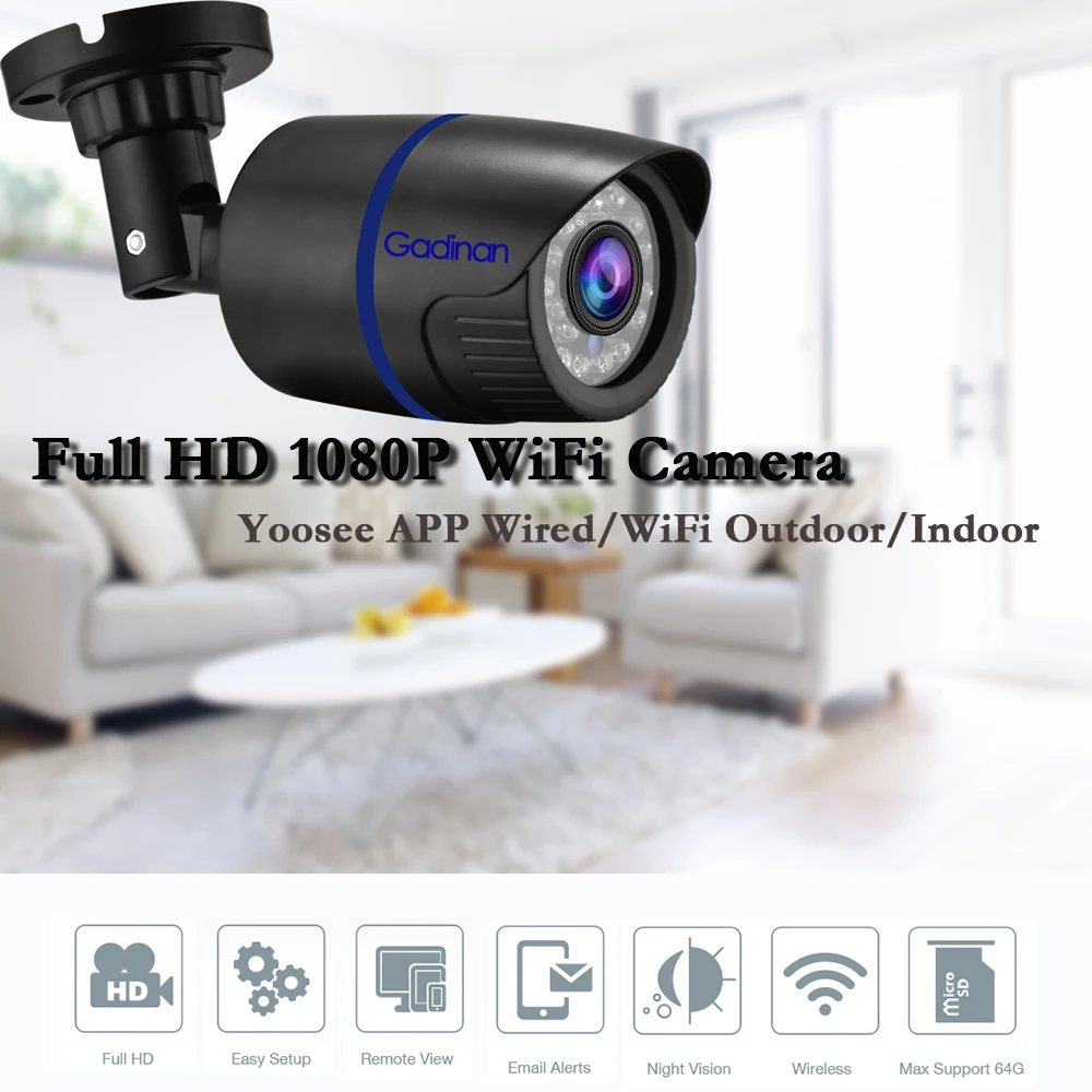 Камера видеонаблюдения Gadinan Yoosee Wi Fi 720P 1080P беспроводная проводная ONVIF P2P ИК со