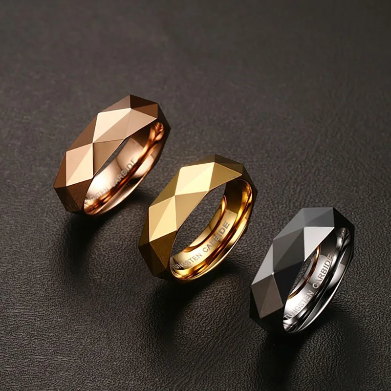Men's Tungsten Carbide Wedding Ring US Size 6 7 8 9 10 11 Gold Color