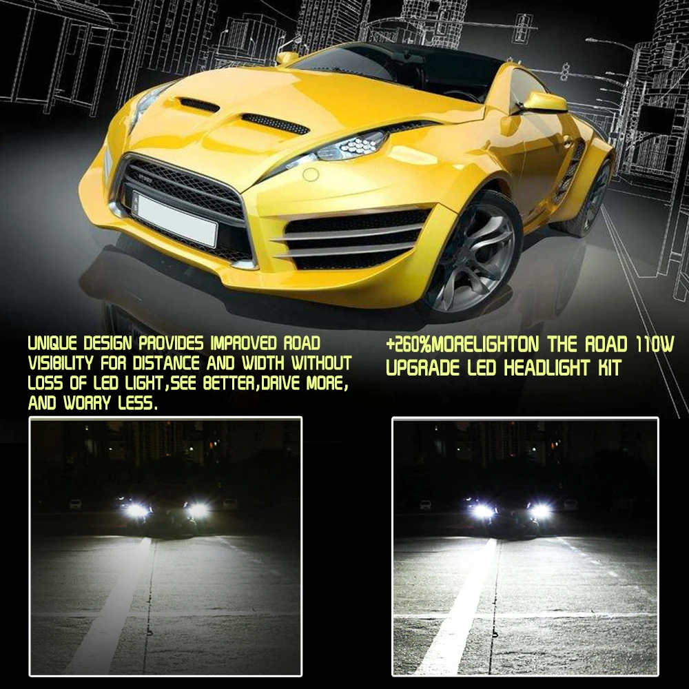 LSlight светодиодный фаре ампулы H7 H4 H1 H3 H11 H13 9004 9005 9006 9007 H27 HB2 HB3 HB4 5000lm для