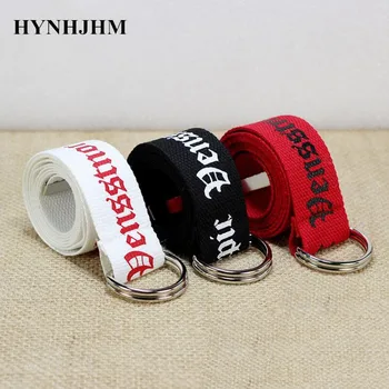 

Fashion Women 130cmn Canvas Belts Embroidery Letter Printed Belts Woven Female Waistbands Long Pant Accessories