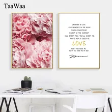 Love Pink Flower Poster Canvas Painting Scandinavian Wall Art Print Quotes Nordic Decorative Pictures for Living Room Home Decor
