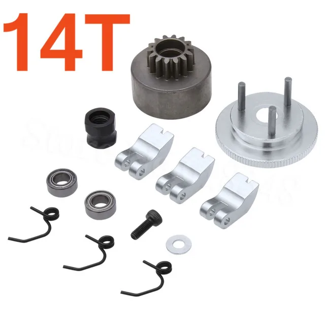 RC Clutch Bell 14T Gear Flywheel Assembly with Springs Bearings Shoe Sets For HSP 18 Buggy