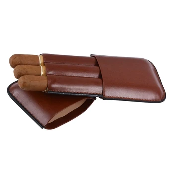 

Classic Travel Portable Brown Leather No Barrier Cigar Case Holder 3