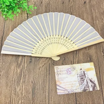 

(230pcs/lot)FREE SHIPPING+Personalized Wedding Favors Customized LOGO Hand-made Bamboo Fan With White Silk Fan Cloth