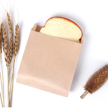 

Disposable Cake Bread Packing Bags Brown Kraft Paper Fast Food Wrapping Paper Baking Food Take-out Chicken Steak Bags Oilproof