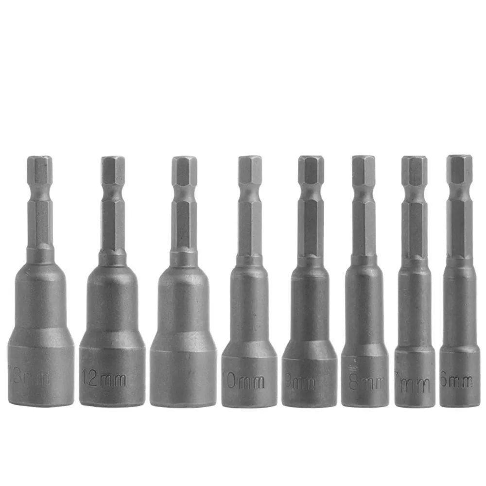 

SPTA 8Pcs/Set 6mm-13mm Socket Magnetic Nut Driver Adapter Drill Bit 1/4'' Hex Shank