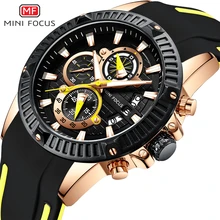 MINIFOCUS Mens Wristwatch Quartz Sport Watches Men Luxury Brand Waterproof Silicone Strap Military Watch Wrist Male Clock Yellow