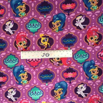 

New 105cm Wide Rose Bottom Cotton Fabric Cat &Girl Hero Badge printed Fabric Sewing Material Patchwork Diy Baby Shirt Clothing