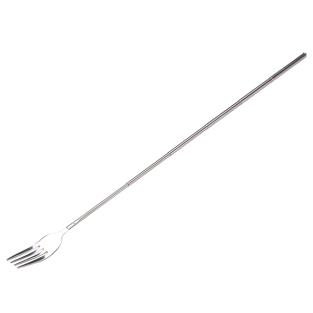 

Telescopic metal fork Funny Fork Extension Long Extendable Telescopic Freeloader Trick Prank BBQ Tool food picks fondue