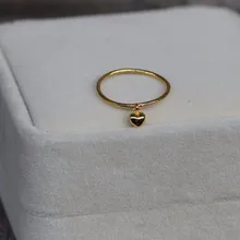 Чистое 999 твердое 24 K кольцо из желтого золота счастливое гладкое сердце кольцо