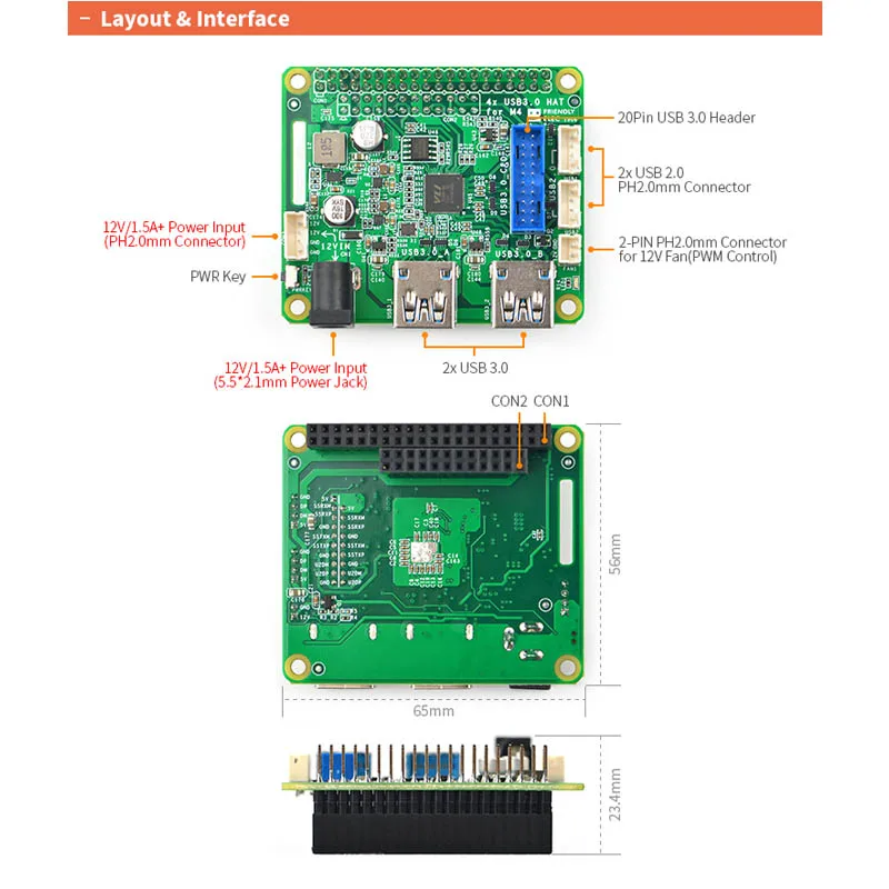 NanoPi M4 выделенная плата расширения PCIe на USB 3,0, высокоскоростная передача PCIex2