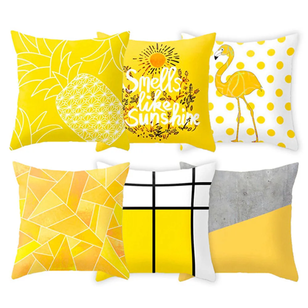 Желтый полиэстер Геометрическая Подушка "Ананас" декоративная подушка для дивана Diy напечатанная Подушка сидение Подушка для стула