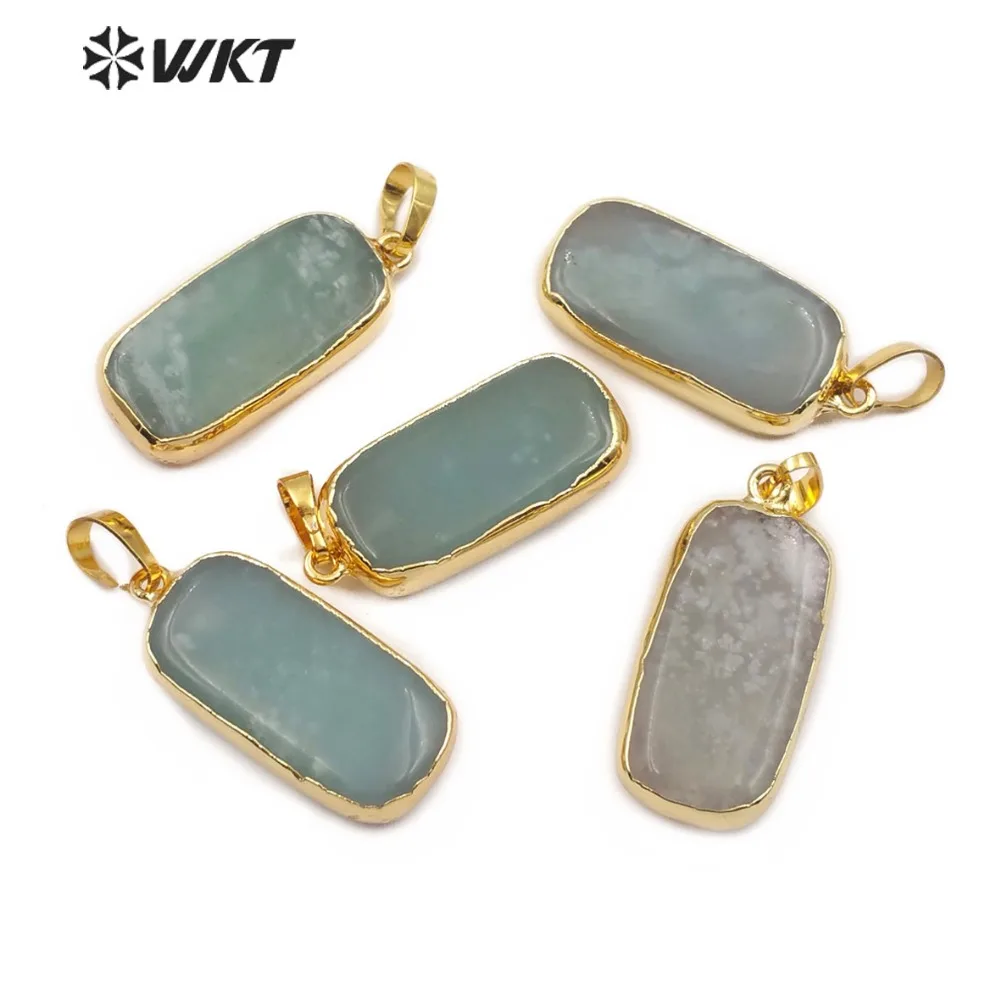 

WT-P1442 WKT Rectangle Shape Pendant With Gold Color Plated Natural Grape Stone Pendant For Women Necklace Pendant