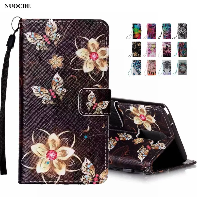 

NUOCDE Flip Wallet Leather Case For LG Stylus 2 Case F720 LS775 Colorful Flower Soft TPU Magnet Stand Cover For LG Stylo 2 K520
