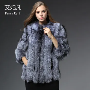 

Fashion Luxury Brand Women Real Fur Genuine Fox Fur Coats Female Winter Warm Thick Natural Fur Jacket Real Silver Fox Fur Coat