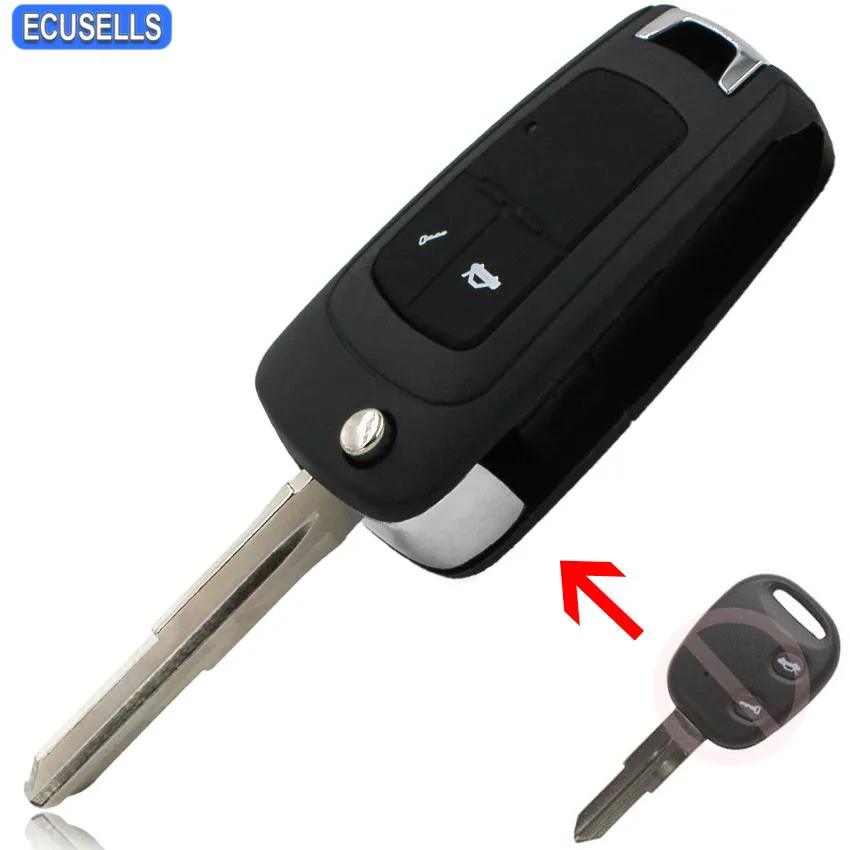 

New Replacement 2 Button Folding Flip Remote Key Case Shell Smart Car Key Housing Fob For Chevrolet Epica LOVA Spark Uncut Blade