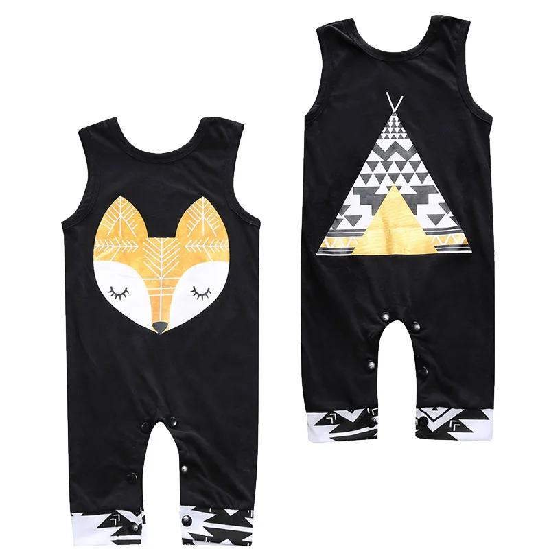 

Unisex Newborn Romper Cute Fox Print Sleeveless Baby Jumpsuits Summer Fashion Baby Boy Rompers Toddler Girls Clothes