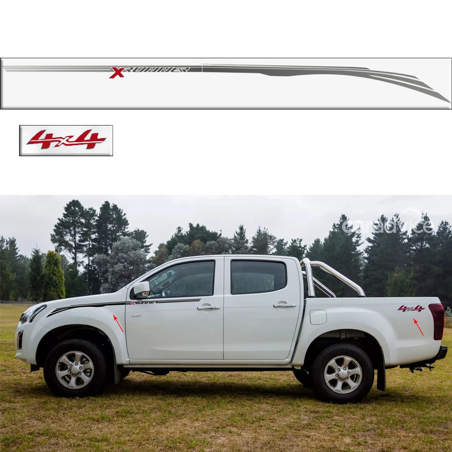 

Car exterior 4 PC Gradient side stripe graphic Vinyl car sticker for isuzu dmax CABINE CREW 4X4