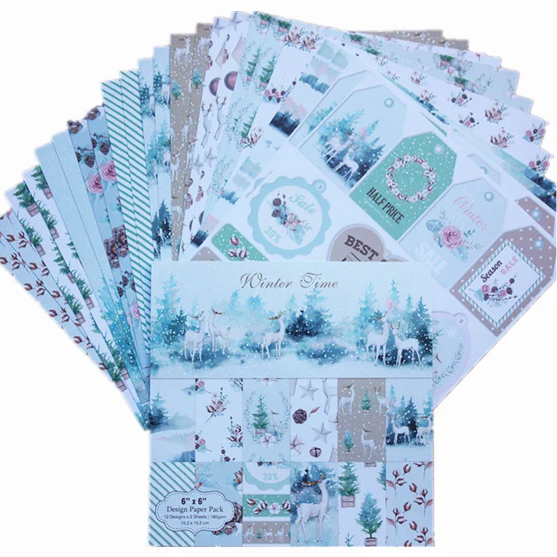 

24pcs/Pack 6*6inch Winter Time Patterned Paper Pack for Scrapbooking DIY Happy Planner Card Making Journal Project