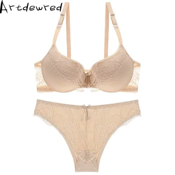 

women plus size underwear set transparent bra push up red bra underwear lace embroidery intimate bras sexy lingerie set