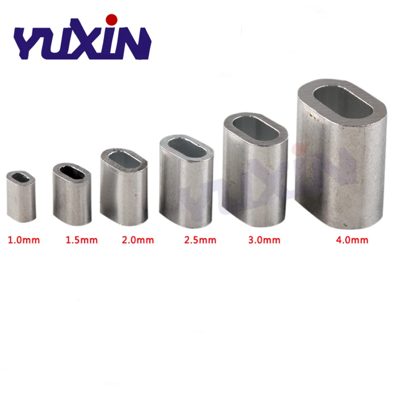 100 piezas de 2 mm cable cuerda de aluminio mangas clips engarzados bucles tono plata con doble agujeros