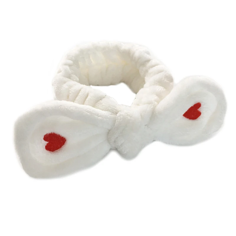 Мягкая эластичная повязка на голову с большими заячьими ушками для женщин, повязка для волос для ванной, спа, для макияжа, для девушек, для мытья лица, повязка на голову - Цвет: White