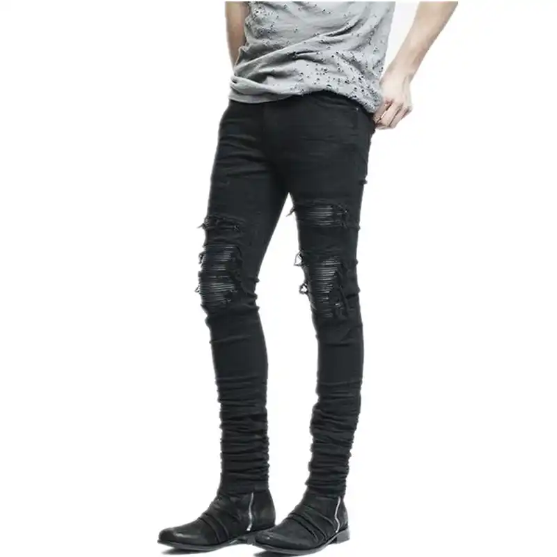 jeans with leather knee patches