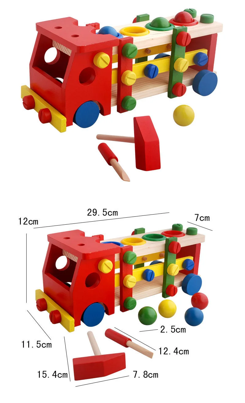 Детская деревянная Многофункциональный перкуссии снос гайка автомобиля комбинация игрушки руки на способность упражнения игрушка малыша подарок