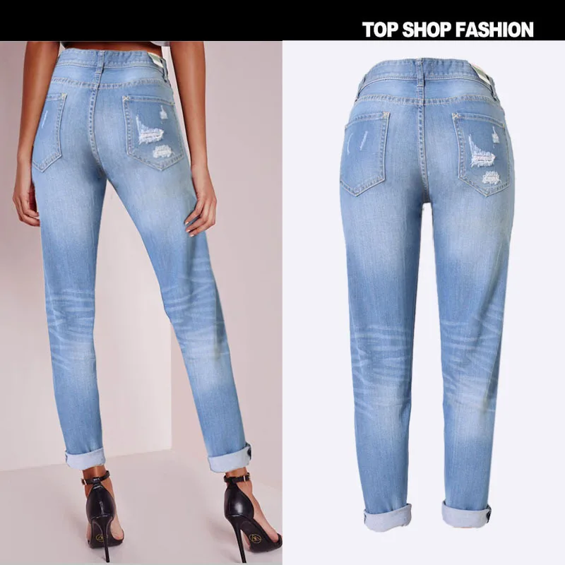 Повседневные джинсы с дырками, одежда для женщин, Европейская мода, Дикие синие обтягивающие Стрейчевые джинсовые штаны, женские большие размеры, быстрая