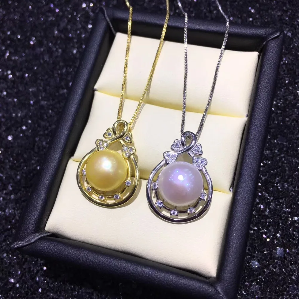 

YIKALAISI 925 sterling silver jewelry for women 100% natural 9-10mm freshwater pearl choker pendant 2019 fine jewelry Wholesale