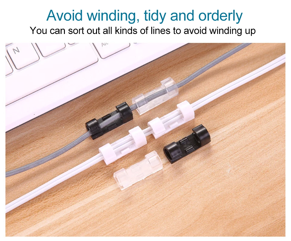 Wire Cable Management Organizer Desktop & Workstation Cord Clips Management Holder Data Telephone Line Cable Winder Sleeve (4)