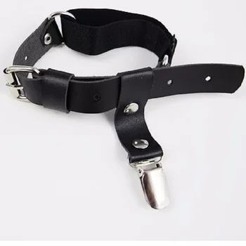 

Women Punk Leather Garter belt handmade high Elastic Harajuku leg ring Stocking Suspender Metal duckbill clip free shipping