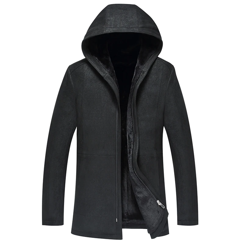 

2018 Newest Fashion Leather hooded Jacket Men Winter Thicken PU Leather Jackets
