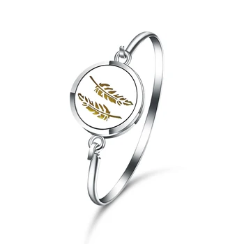 

2019 Aroma Diffuser Feather Bracelet Bangle Stainless Steel Aromatherapy Essential Oil Diffuser Perfume Lockets Bracelet Jewelry