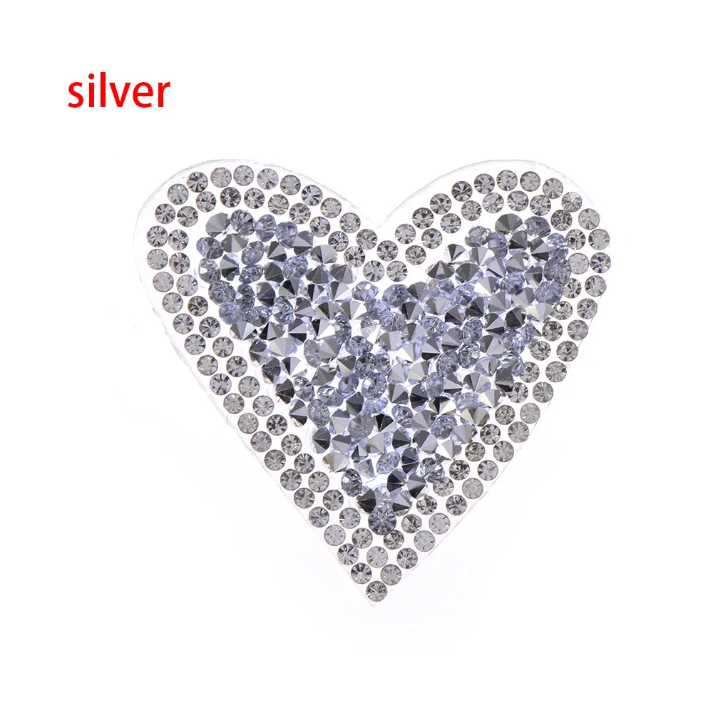 Антикварное серебро Высокое качество теплопередачи для одежды AB цвета сердца мотивы железные Стикеры-на исправление горный хрусталь патчи Одежда Аксессуары - Цвет: Антикварное серебро