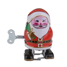 

New Arrivals Iron Christmas Santa Claus Wind Up Tin Toy on Stage Moving Table Classic Toy Creative Kid Children Adult Gifts