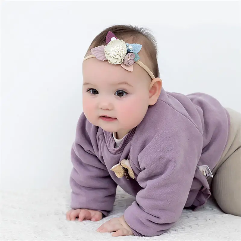 BalleenShiny Модные Цветочные головная повязка для новорожденных эластичные принцесса Hairbands Детские жемчуг свежий стиль милые головные уборы