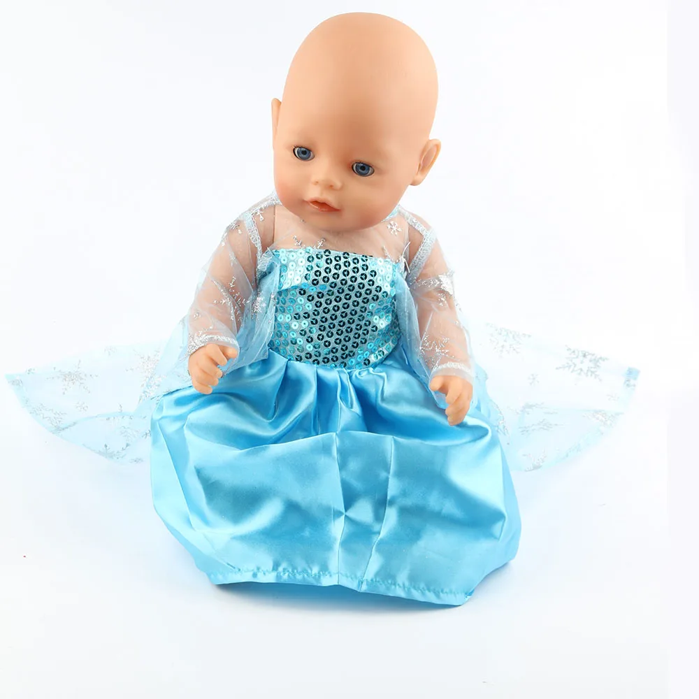 Куклы наряд соответствует 43-cm кукольный наряд Эльзы Голубое Кружевное Платье Кукольное платье принцессы аксессуары m25