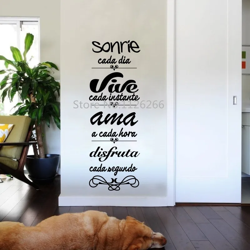

Spanish Life Quote Sonrie Cada Dia Vive Home Wall Decor Sticker Tree Size