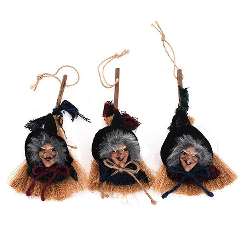 

Witch Broom Pendants Halloween Ghost Festival Horror Atmosphere Arrangement Bar Decoration Props Horror Scary Hanging Ornaments