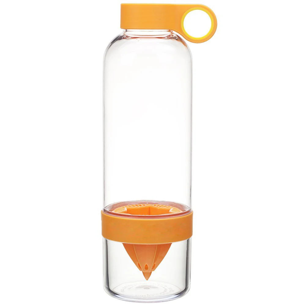 BPA бесплатно пластмассовые лимонного цвета бутылка для воды спортивная свежая соковыжималка лимона питьевой Бутылочки для напитков - Цвет: Оранжевый
