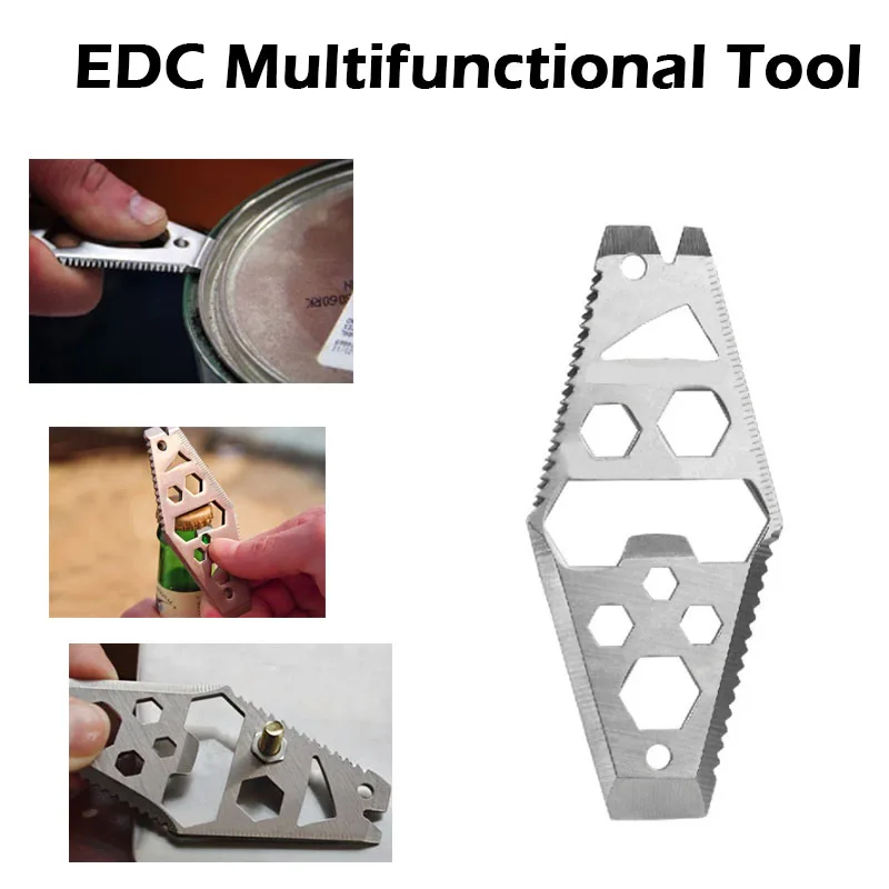 Открытый выживания EDC Универсальный нержавеющая сталь открывалка для бутылок цепочка для гаечного ключа кемпинг карман инструменты режущие диски резак лом