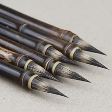 Роскошная фиолетовая кроличья шерсть китайская Ручка-кисть для каллиграфии древний бамбук маленькая Обычная кисть для рисования