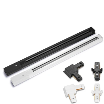 

0.5m black white 2 wire track rail straight L cross connector jointer for 2 wire track light LED spotlight rails