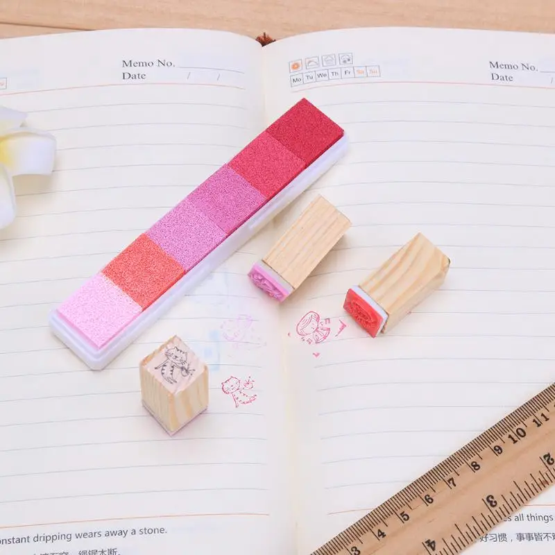 Gradient Color Inkpad DIY Card Making Craft Fingerprint Stencil Ink Pad Nice Gift for Children